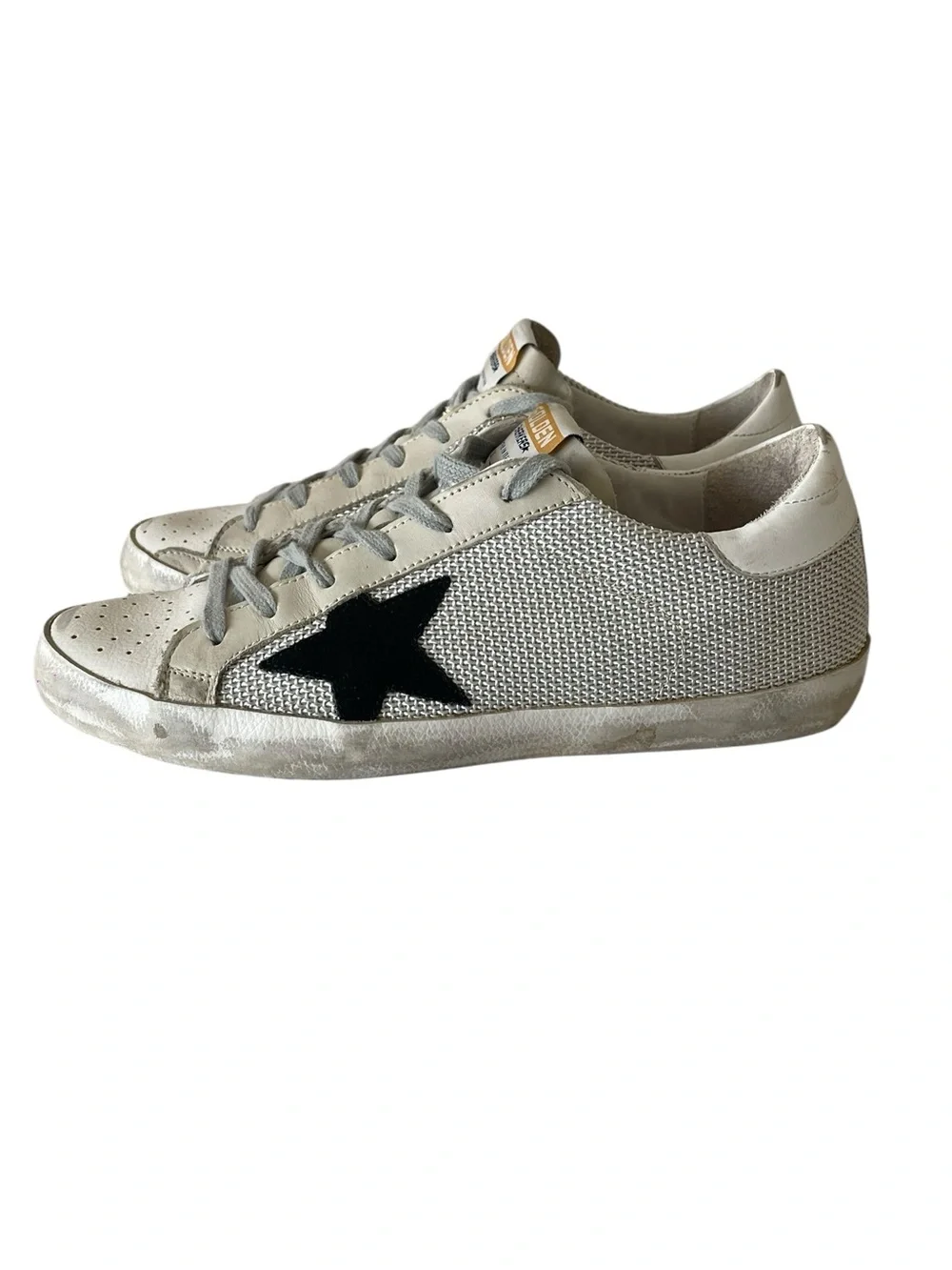 Golden Goose White Leather Super Star Lace Up Sneakers Size 38 - Picture 2 of 7